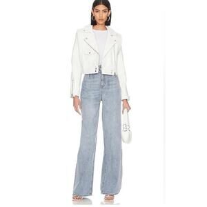 Blank NYC Faux Leather Cropped Moto Jacket in All Time High Revolve  XS NEW